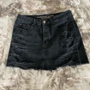 Black denim skirt